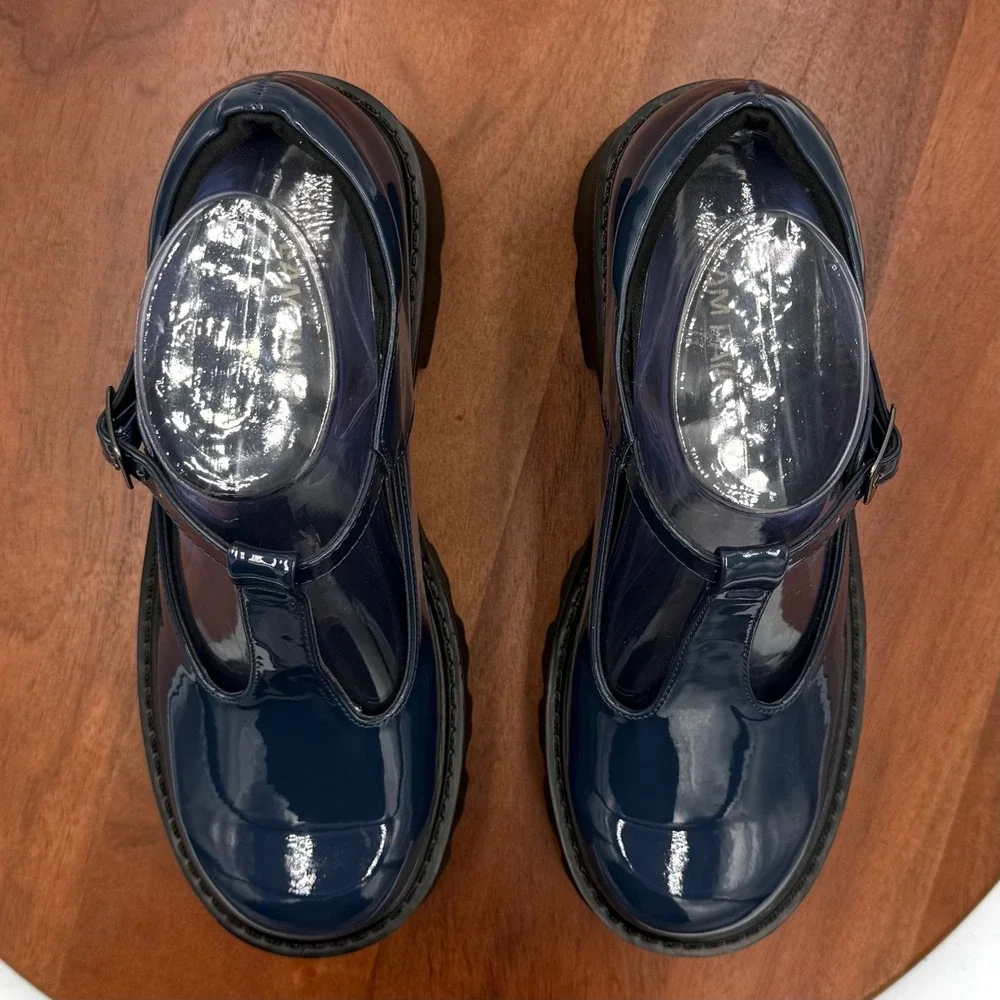 Dream Pairs Navy Patent Mary Jane Platform Chunky Heel Shoes Women‎ Size 7.5 Y2K